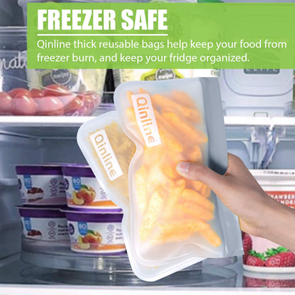 Reusable Food Storage Bags - 24 Pack Freezer Bag, Reusable Bags Silicone, Extra Thick Leakproof Lunch Bag