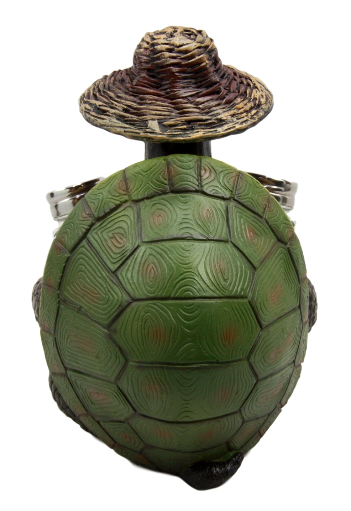 Ebros Slow Seasons Outdoors Camping Turtle With Wicker Hat Salt And Pepper Shakers Holder Figurine 7"H Turtles Tortoise Tortoises Themed Decor Animal Reptile Ocean Nautical Sea River Animal Sculpture