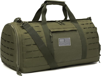 QT&QY 40L Military Tactical Duffle Bag For Men Sport Gym Fitness Tote Travel Training Workout With Shoe Compartment Basketball Football Weekender