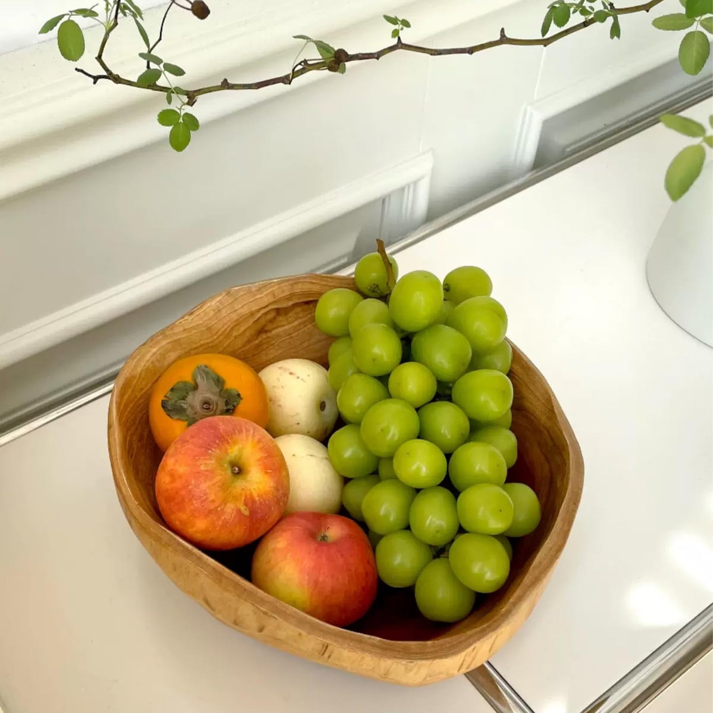 ZENFUN Natural Wood Fruit Bowl 7.8-9.5 Inch, Unique Root Dish Bowl, Fruit Snack Dish for Sandwich Bread Serving, Handmade Serving Bowl for Candy, Vintage Ring Dish, Serving Appetizer Display