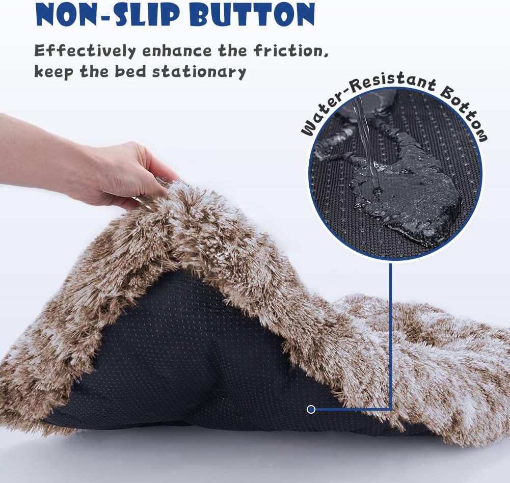 ULIGOTA Dog Bed Crate Pad Plush Soft Dog Crate Bed for Small Medium Large Dogs and Cats Washable Anti-Slip Kennel Crate Mats for Sleeping and Anti AnxietyS