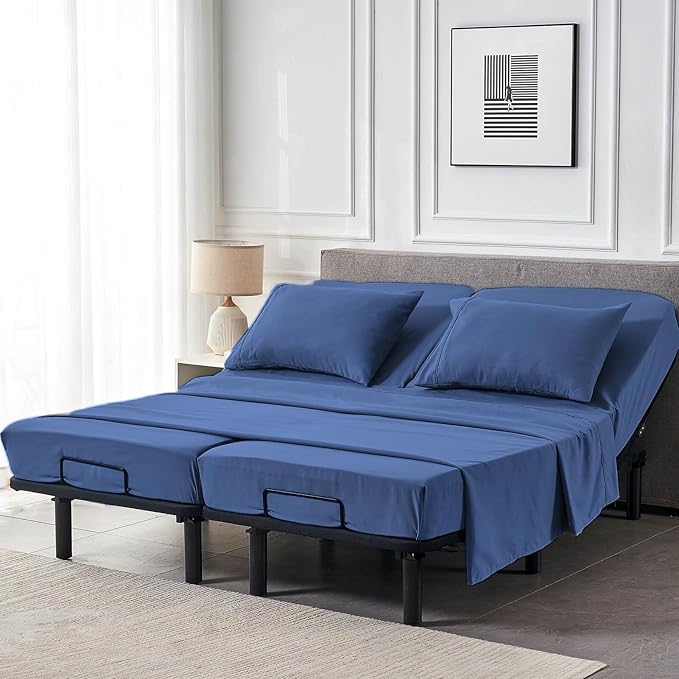 Kingnex Split Queen Sheets for Adjustable Bed Soft 1800 Microfiber 5 Pieces