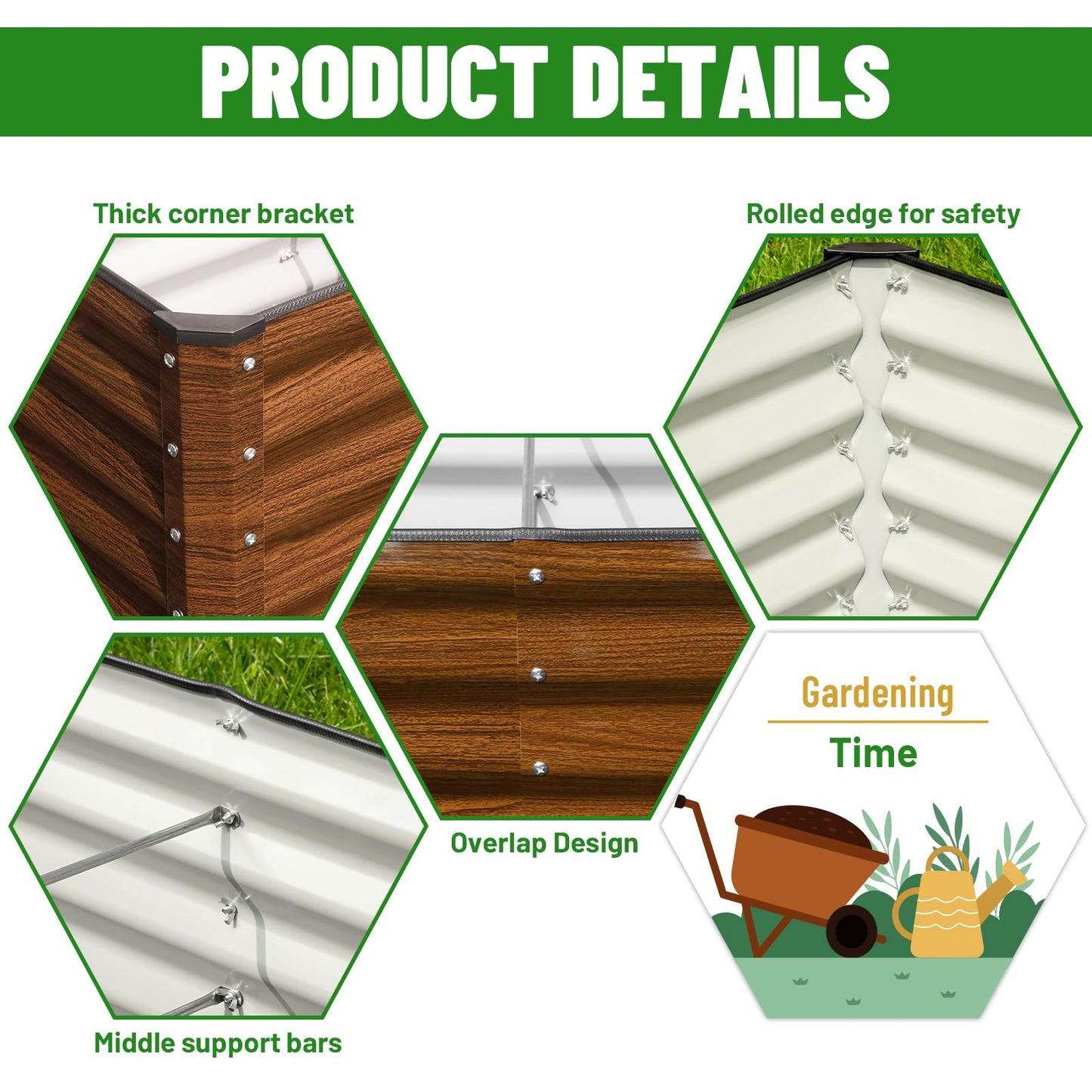 SnugNiture 2-Pack 6x2x2FT Galvanized Raised Garden Bed Kit, Metal Planter Box for Planting Plants Vegetables, Brown