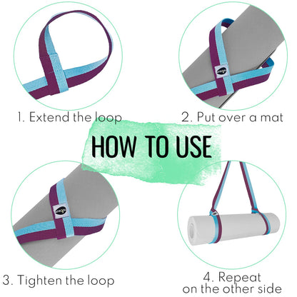 TECEUM Yoga Mat Strap – 30+ Colors – Adjustable Mat Holder Sling Carrier for All Mats [Mat Not Included]