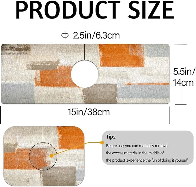 MCALK Orange Kitchen Sink Faucet Mat Splash Guard, Absorbent Quick-Dry Kitchen