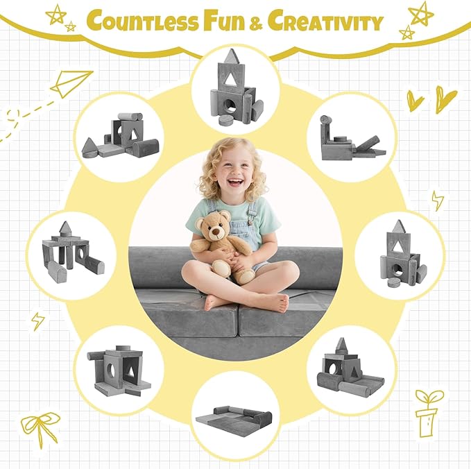 Modular Kids Play Sofa Multifunctional Kids Sofa Convertible Foam Floor Mat