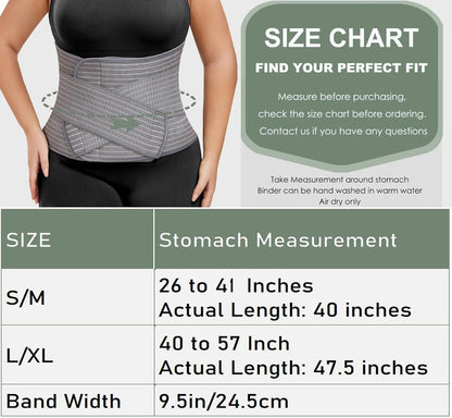 Abdominal Binder Post Surgery - Postpartum Belly Band Wrap | Post C Section Belly Binder Recovery Belt | Stomach Compression Hernia Belt For Men or Women After Pregnancy, Hysterectomy (Small/Medium)