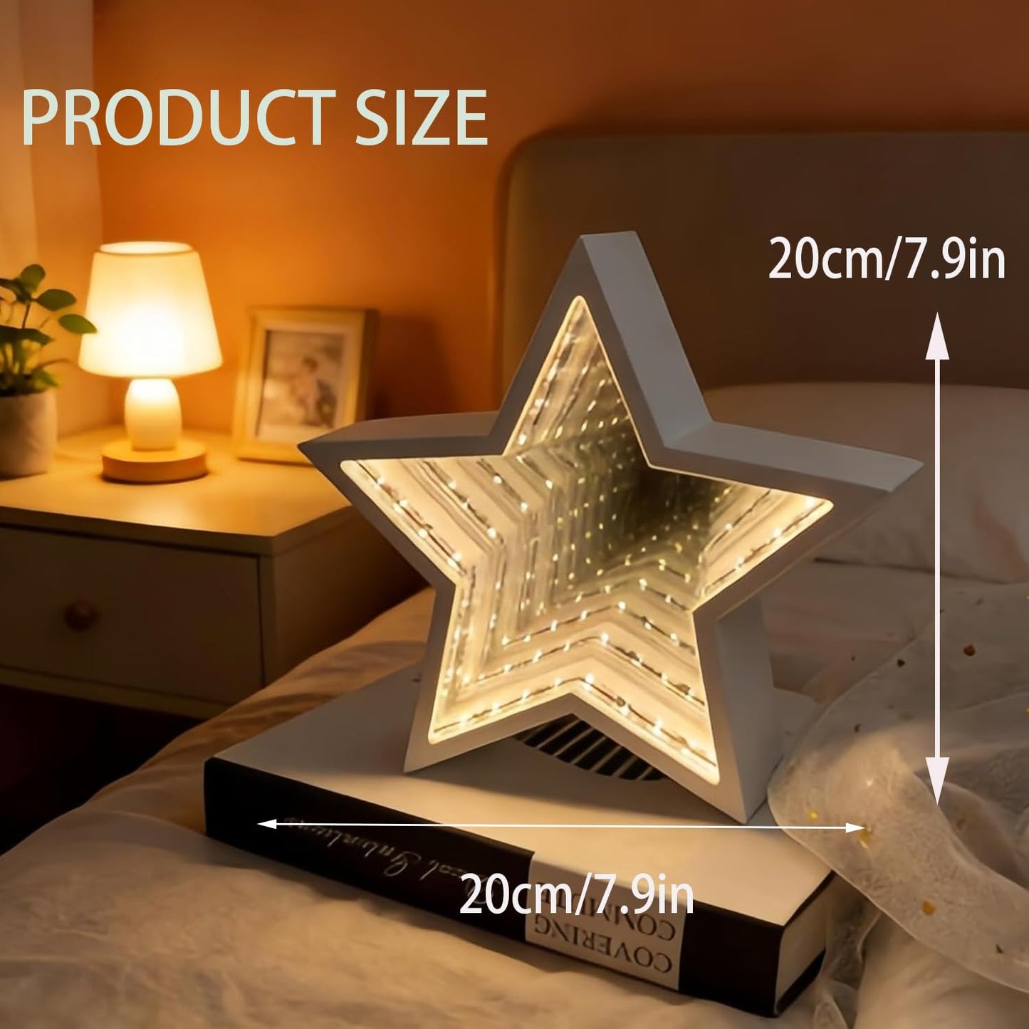 Infinity Mirror Tunnel Star Neon Sign LED Night Light， 3D Tunnel Lamp Desktop Lamp for Party Home Decor (Five-Pointed Star)