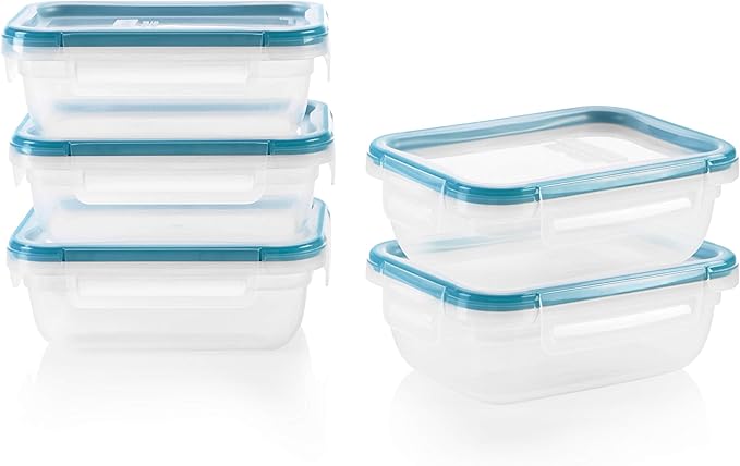 Snapware Plastic Total Solution 5-Pack Food Storage Containers Set, Leakproof &