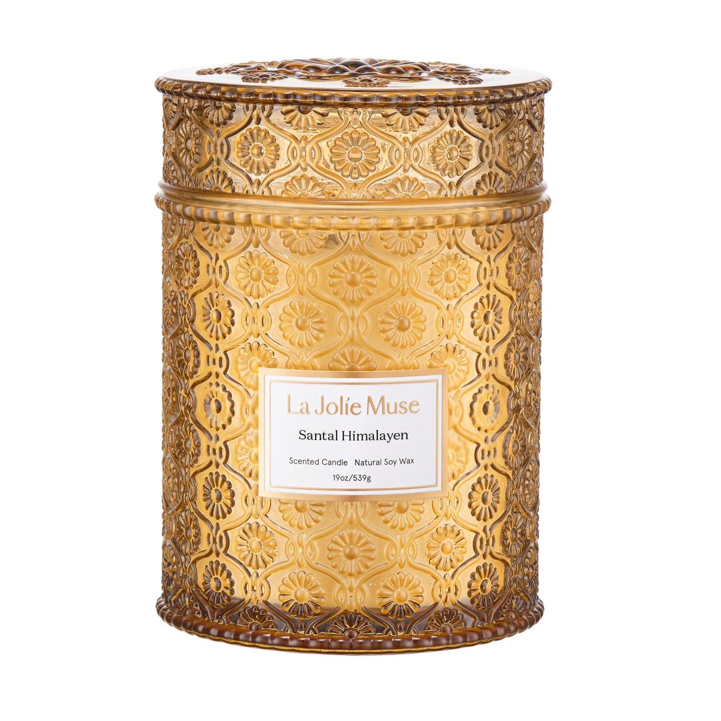 LA Jolie Muse Santal Himalayen, Large Natural Soy Candle, 90 Hours Burning Time, Wood Wicked Candle，Sandalwood Candle, Aromatherapy Candle Gifts, Luxury Candles for Home
