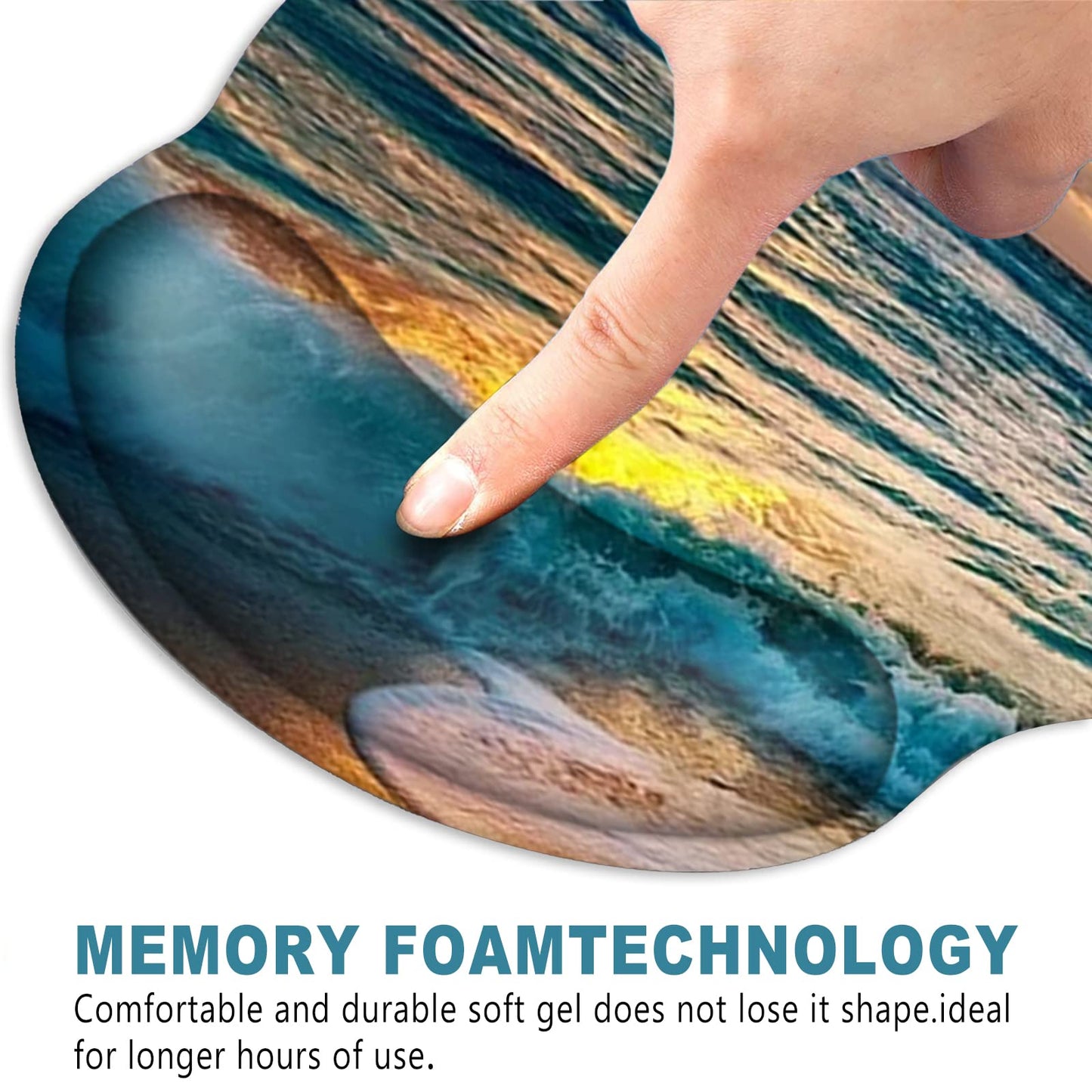 ToLuLu Mouse Pad Wrist Rest Support Gel, Ergonomic Mouse Pads with Non Slip PU Base, Mouse Wrist Rest Pad for Laptop Computer Home Office Working Gaming Pain Relief, Sunset& Beach