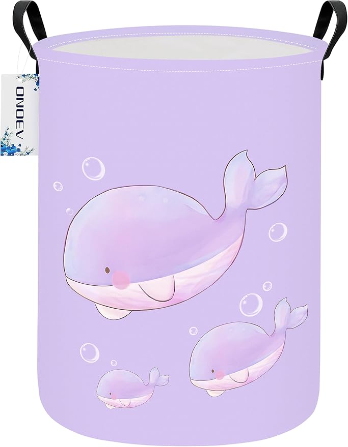Round Foldable Girls' Storage Basket Kids Laundry Hamper Purple Gift Basket