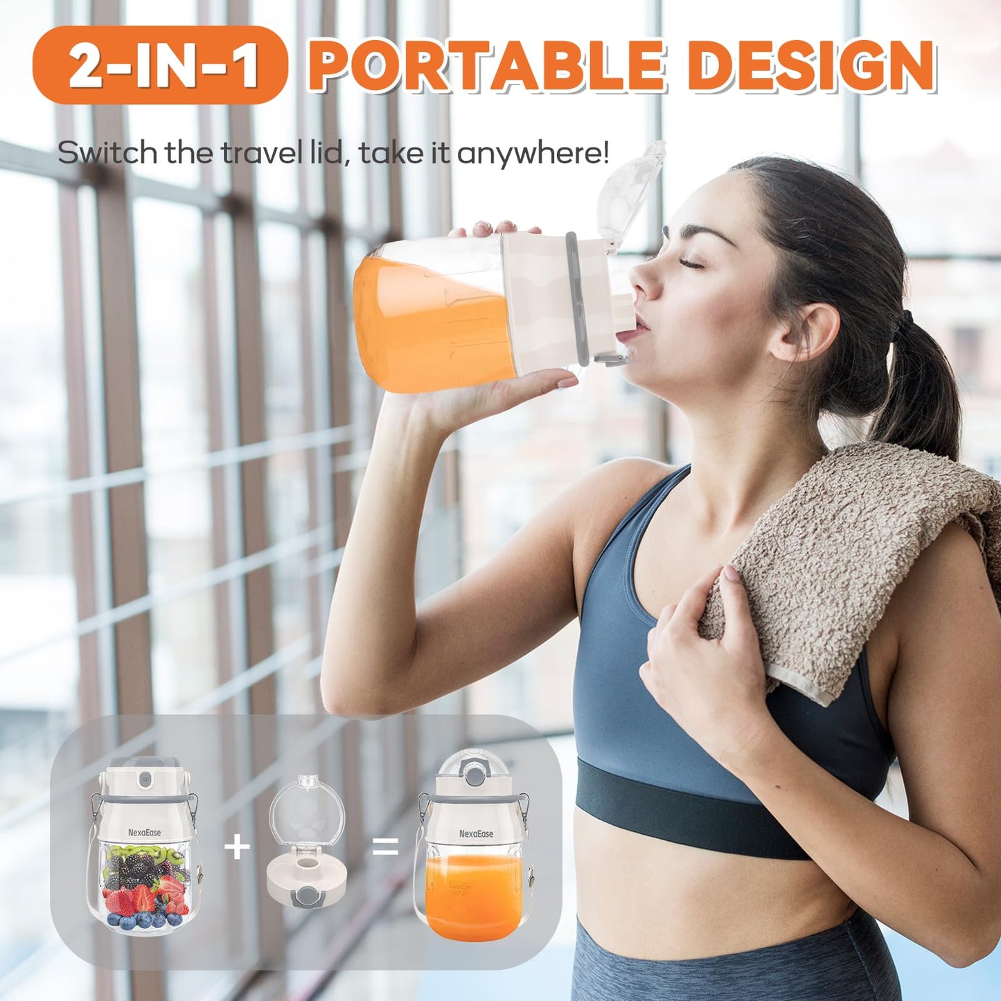 Portable Blender Personal Juicer for Shakes and Smoothies - 20 OZ Electric Protein Shaker Bottle with Insulated Sleeve, Travel Lid, USB-C Rechargeable - Mini Small Blender Cup for Kitchen, Office, Gym