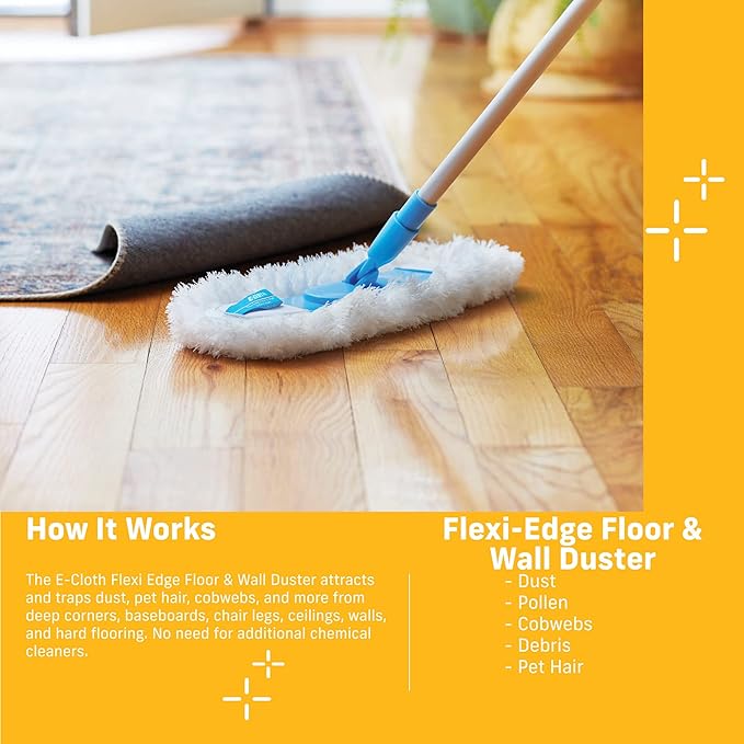 E-Cloth Flexi-Edge Floor & Wall Duster, Reusable Dusting Mop