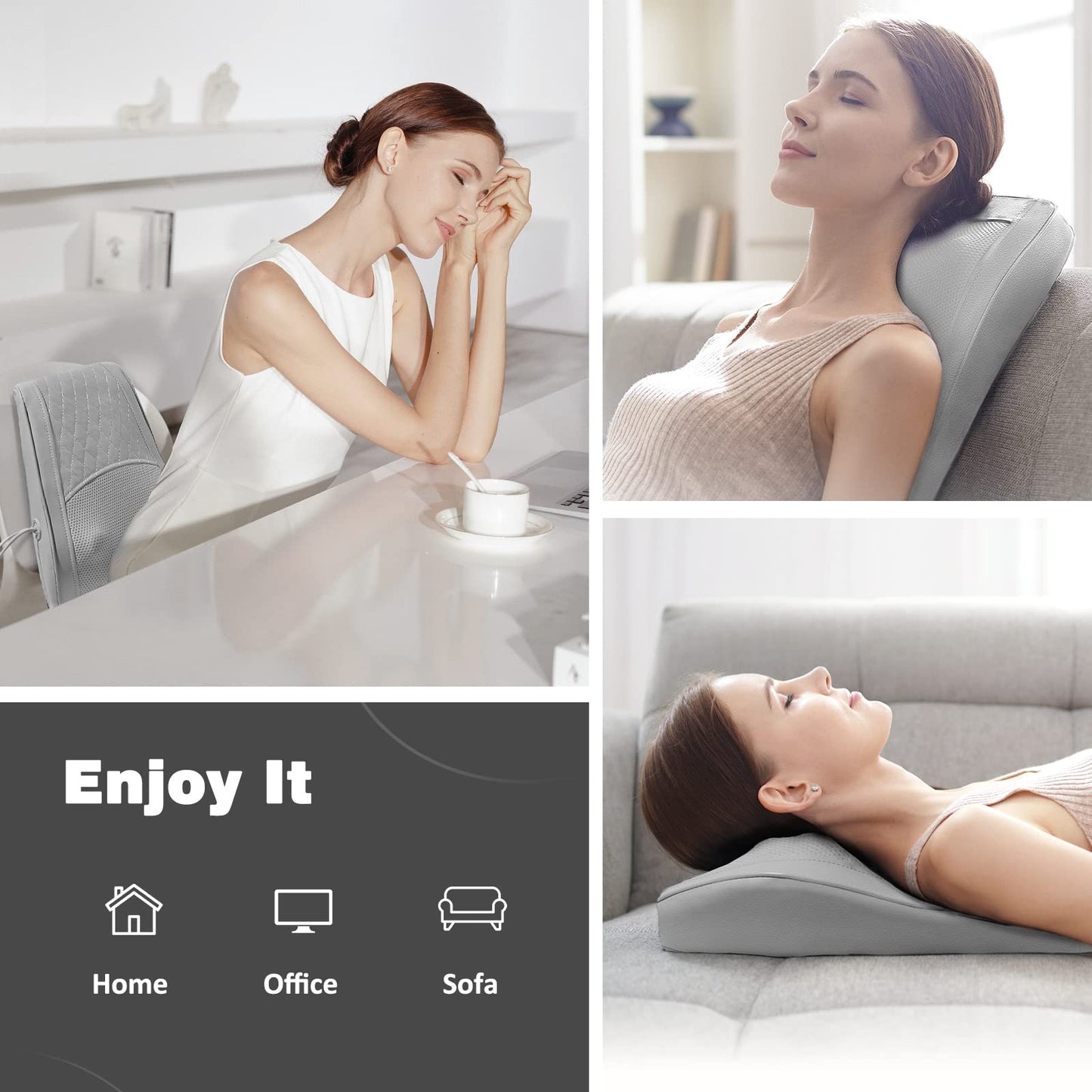 Boriwat Back Massager with Heat, 3D Kneading Massage Pillow for Back, Neck, Shoulder, Leg Pain Relief Deep Tissue, Gifts for Women Men Mom Dad