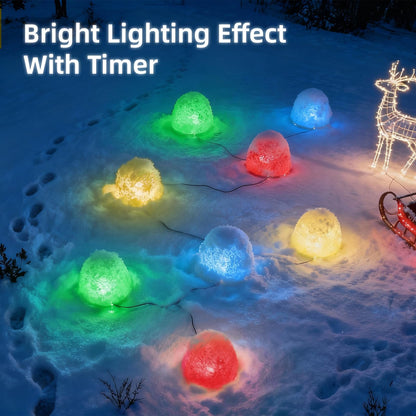 Illuminated Gumdrop Christmas Pathway Lights Outdoor Decorations, Connectable 4Pcs Light Up Gum Drop with Timer for Yard, Cute Holiday Christmas Outside Decor for Porch,Walkway, Gingerbread Theme