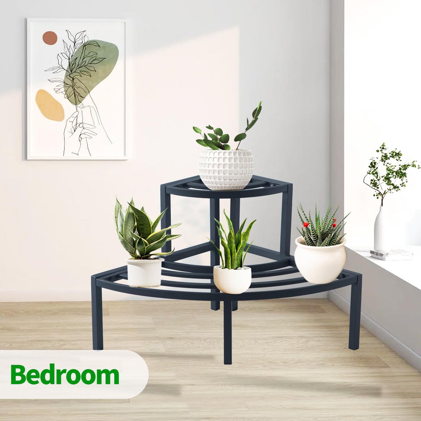 DHYGOTFUR Aluminum 2-Tier Plant Stand Lightweight, Sturdy, and Rust-Free Corner Shelf Ladder Rack Perfect for Indoor and Outdoor Greenery Display