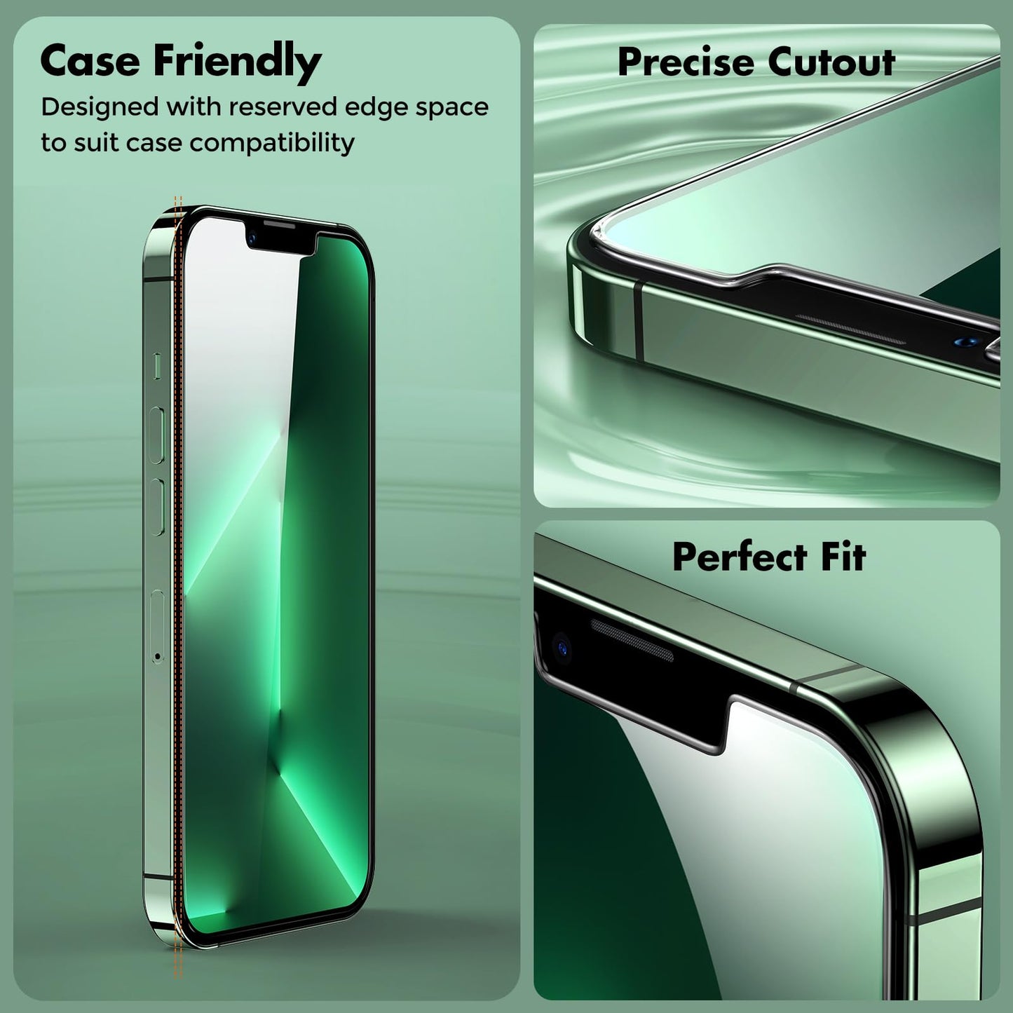 UNBREAKcable 2-Pack Screen Protector for iPhone 16e/13/13 Pro/14, Double Shatterproof Tempered Glass [Easy Installation] [9H Hardness] [99.99% HD] [Case Friendly] for Apple 13 Pro/13/14/16e 6.1 inch