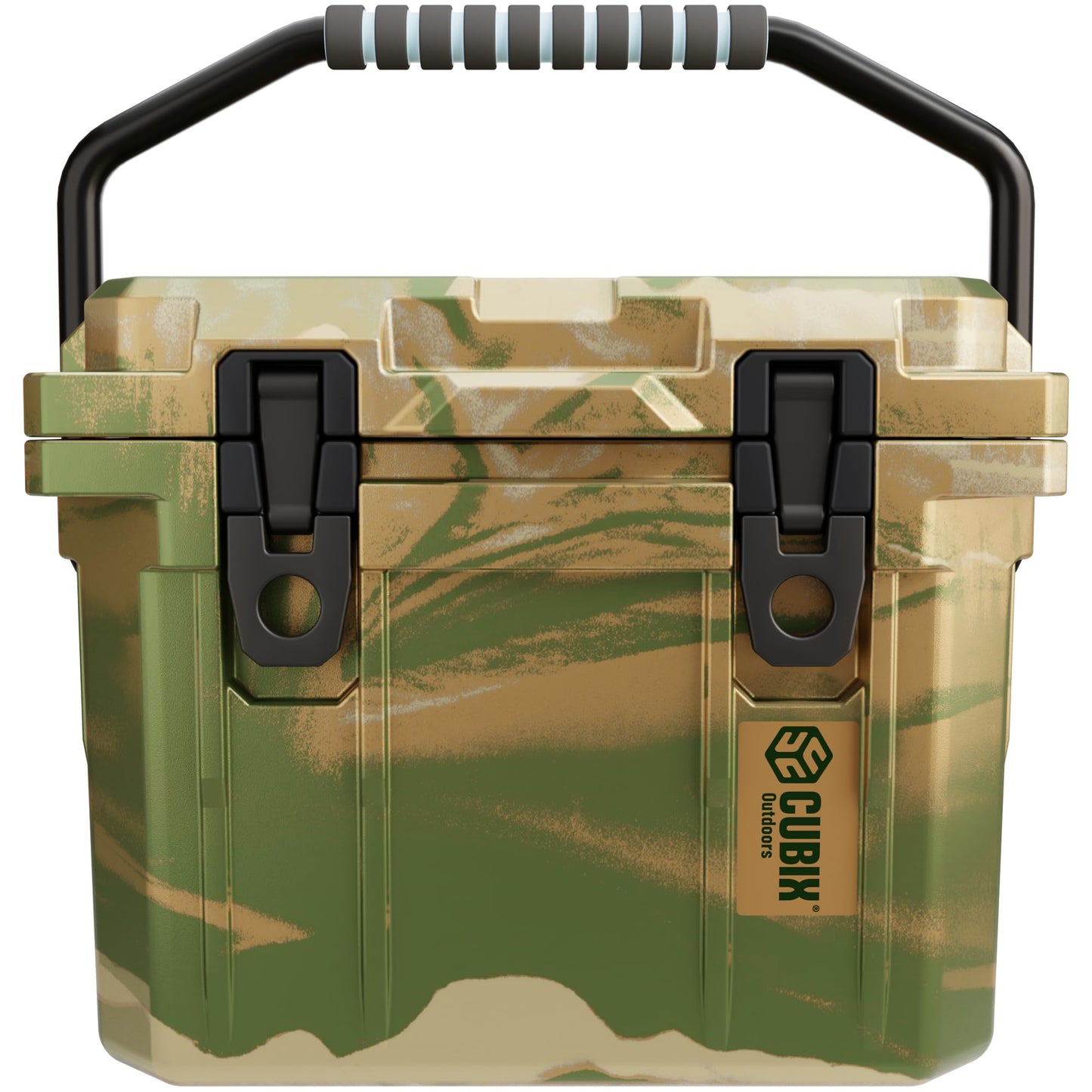 Cubix Outdoors, QuadraX 10QT Rotomolded Personal Small Cooler, Insulated Portable Hard Cooler Ice Chest, Holds Ice for 72 Hours for Outdoor Activities, 2 Built-in Cup Holders, Hunter Camo