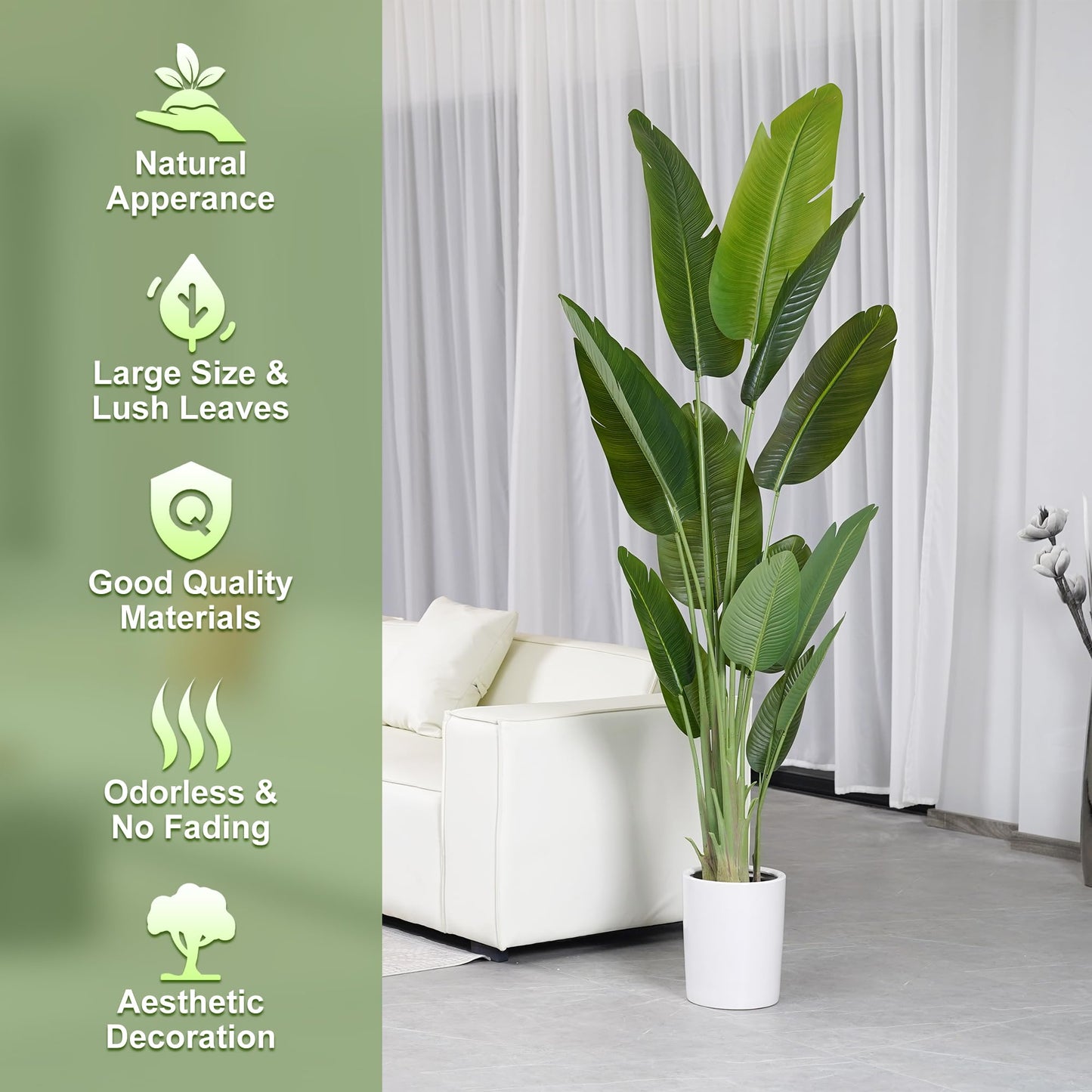 ProDeco Artificial Tree 6.6Ft Silk Bird of Paradise Large Big Fake Potted Plants Tall Faux Silk Floor Plants for Home Living Room Bedroom Office Decor Indoor Outdoor…