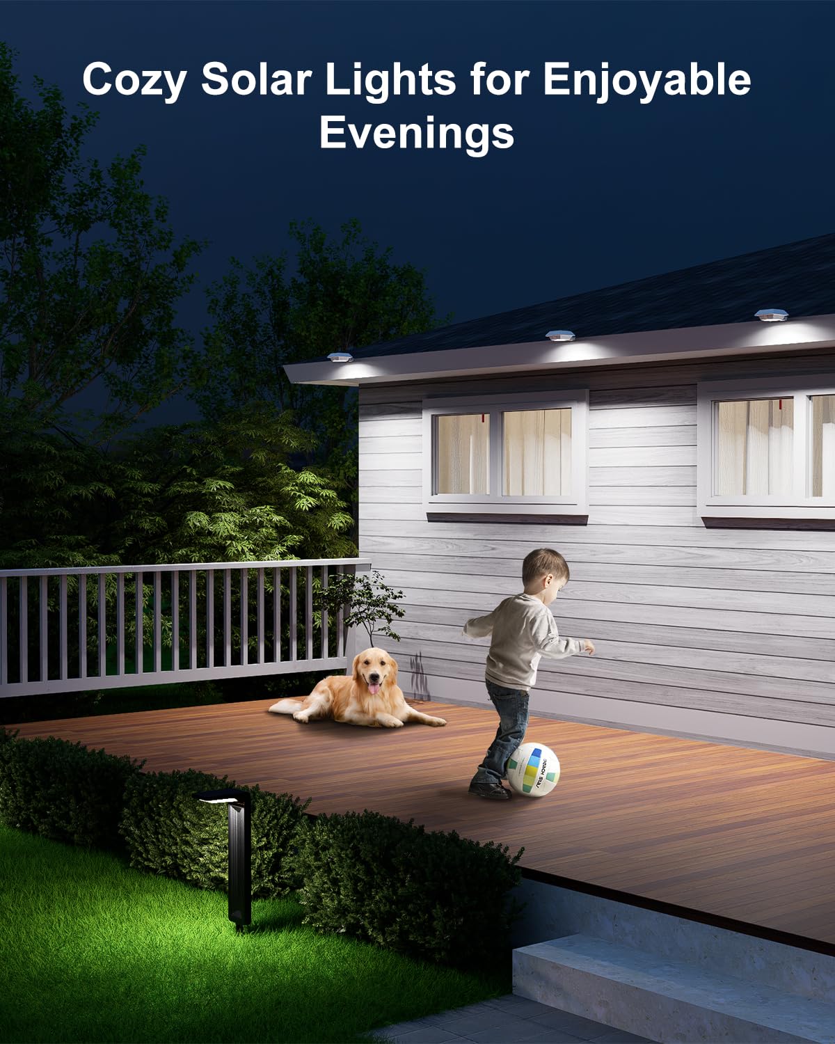 4 Pack White Solar Powered Gutter Lights Outdoor Decorative Waterproof 12 LEDs Yard Lamp for Lighting Fence, Railing, Outside Wall, Deck, Garden, Path, Backyard, Walkway, Patio, Holeless Installation