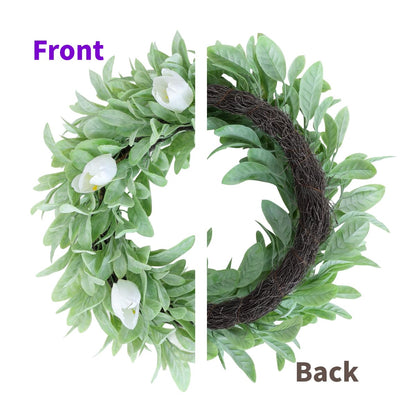 Seasons 18" Lambs Ear Wreaths, Artificial Wreath for Home Decor