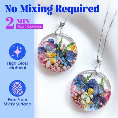 Bsrezn 300g Clear UV Resin Hard, High Gloss UV Cure Epoxy Resin Crystal Kit Premixed Resina UV Curing Transparent Solar Activated Glue for Jewelry Making Fast Curing