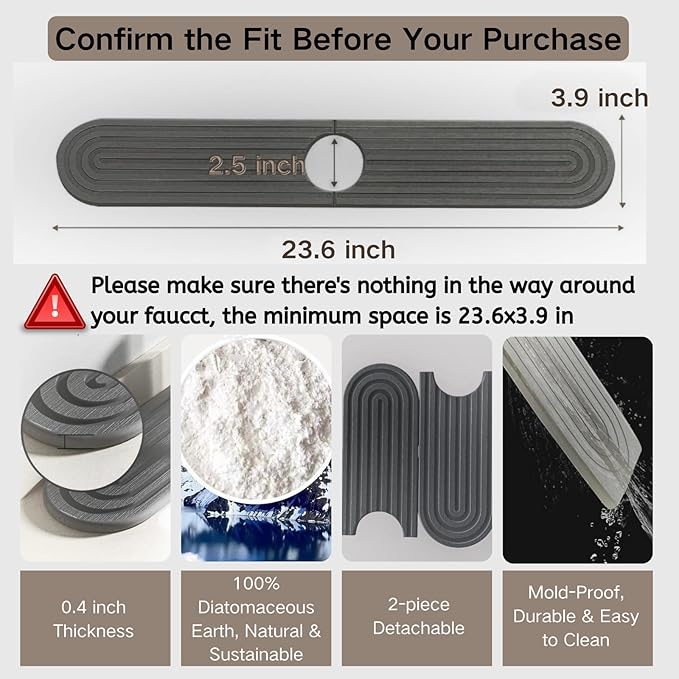 Diatomite Faucet Mat for Kitchen Sink