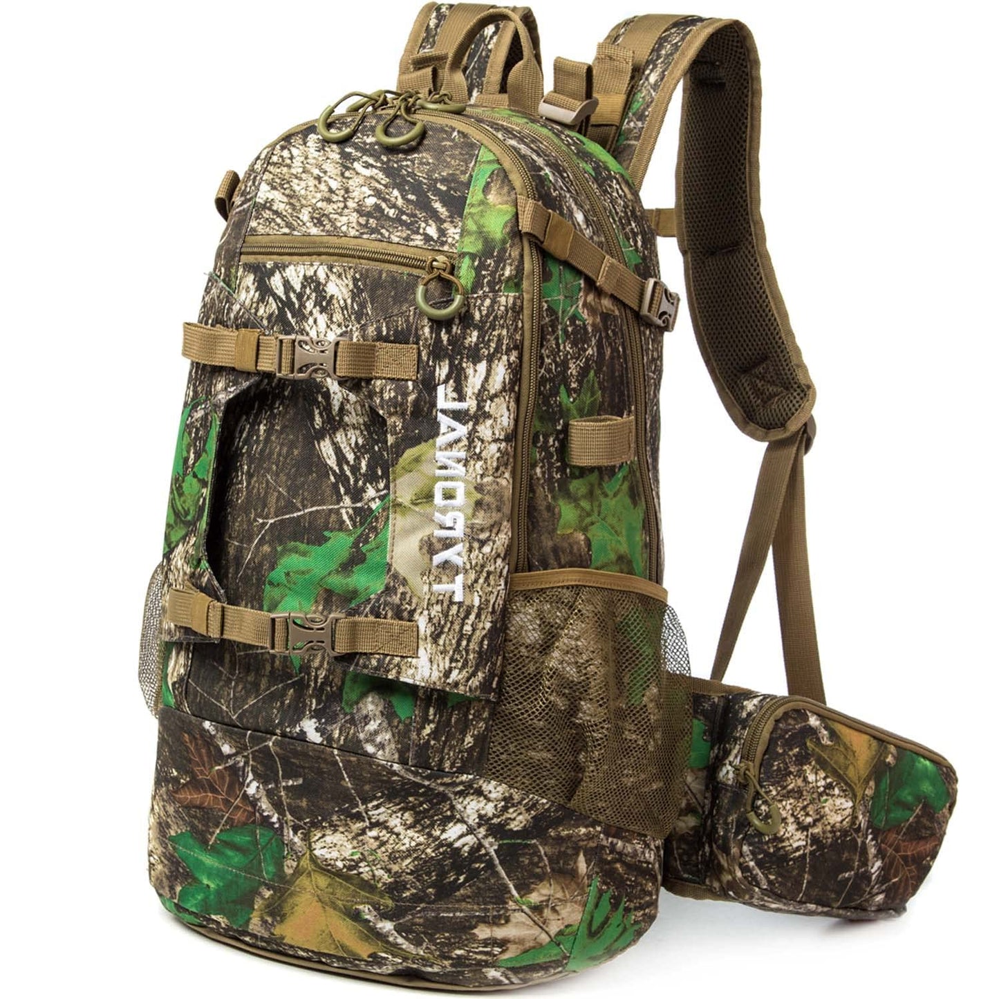 TYRONAL Hunting Backpack Outdoor Gear Hunting Pack with Bow and Rifle Carry System for Hunting. (Camo-Khaki)