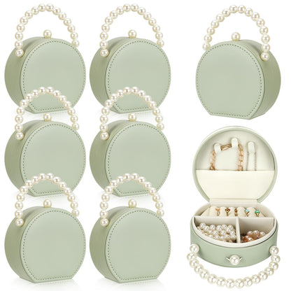 Weysat 8 Pack Travel Jewelry Case Gifts Box Bulk Mini Bridesmaid Jewelry Box Earring Storage Organizer Women Proposal Gifts(Sage Green)