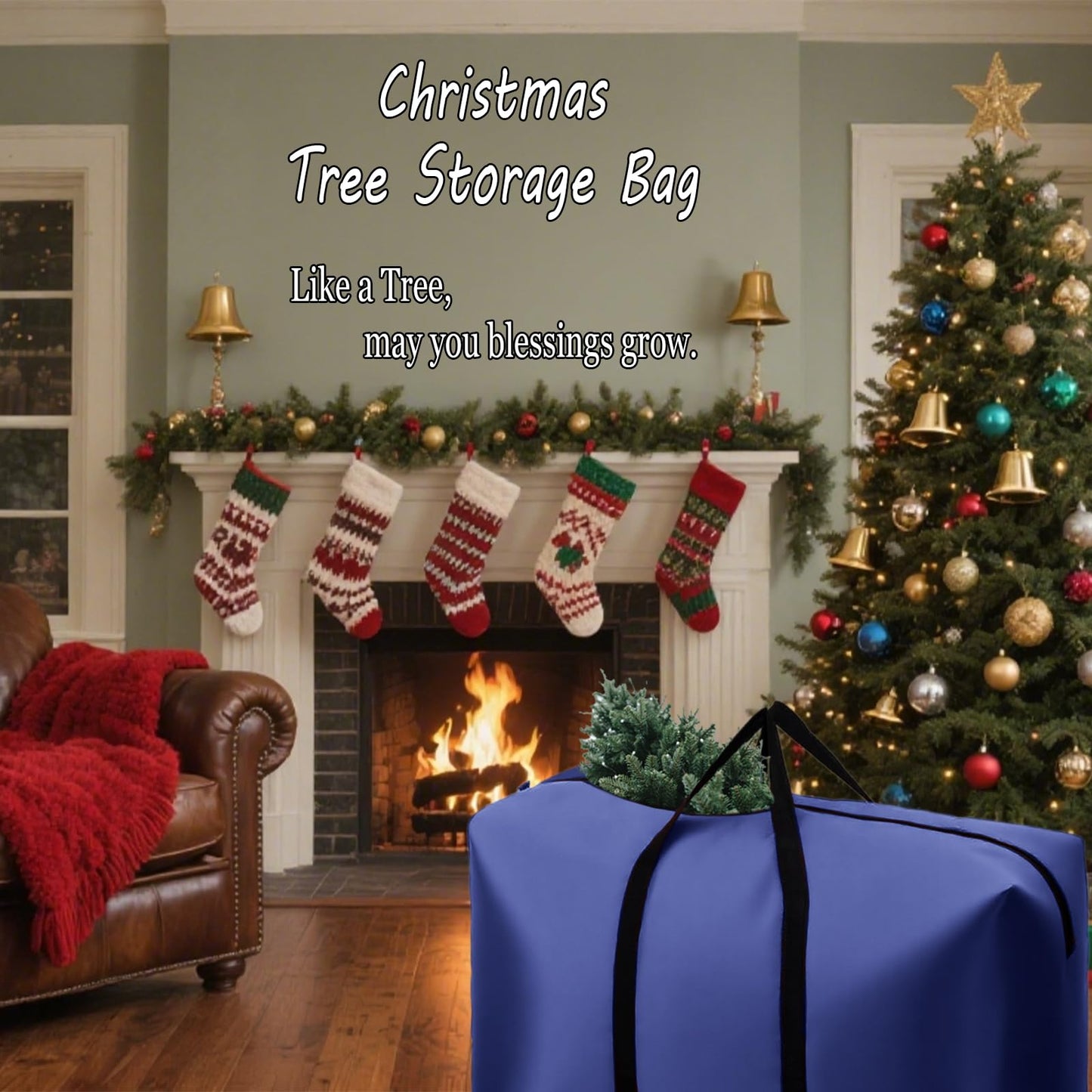 3FT/4FT/5FT Small Christmas Tree Storage Bag Heavy Duty Christmas Tree Bag for Detachable Christmas Tree 600D Oxford Waterproof Dusty-Proof with 2 Reinforced Handle,Large Zipper Opening (BLUE)