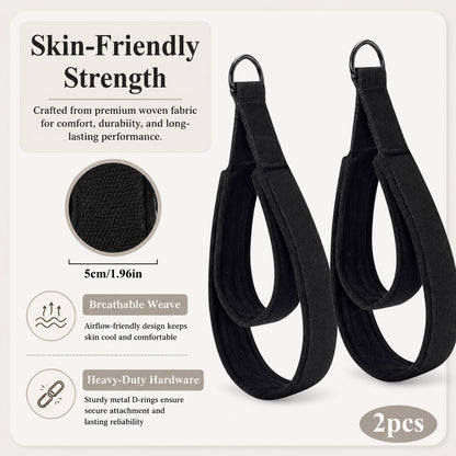 2PCS Pilates Straps Soft Padded Handles, Durable Pilates Double Loop D-Ring Straps,Pilates Straps for Reformer,Home Gym & Yoga Workout Exercise Accessories