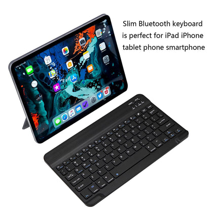 Ultra-Slim Bluetooth Keyboard Portable Mini Wireless Keyboard Rechargeable for Apple iPad iPhone Samsung Tablet Phone Smartphone iPadOS iOS Android (10 inch Black)