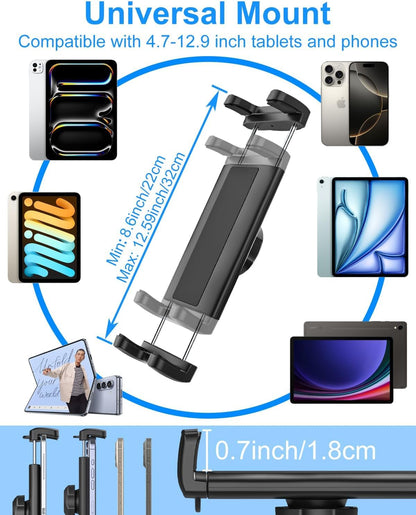 Kolasels Magnetic Tablet Holder, iPad Magnetic Mount with Adjustable Arm, Magnet Tablet Mount for Fridges/Metal Surface/Whiteboard/Gym Equipment/Iron Rack, Compatible 4.7-12.9" Tablets and Phones