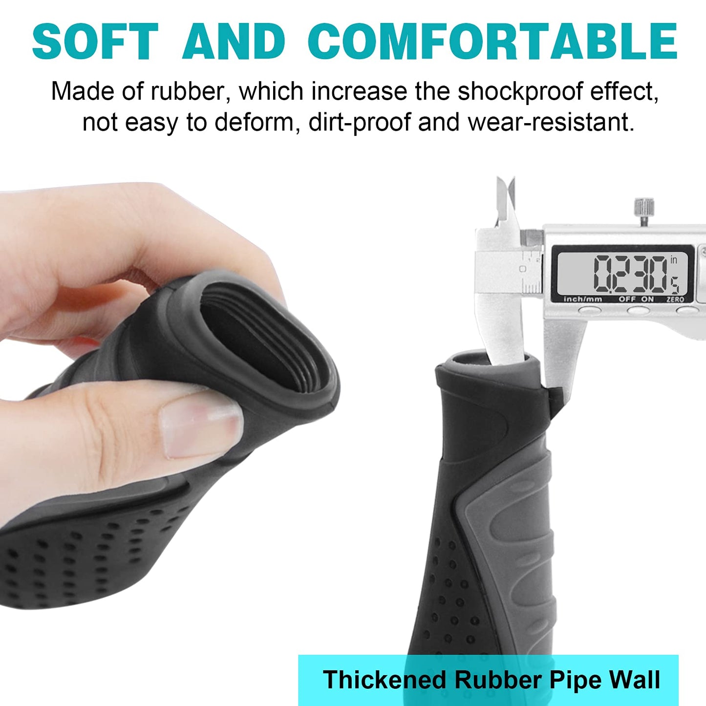 TRELC Antislip Bicycle Handlebars Grips Protector for Bicycle/Mountain Bike/Road Bike/Folding Bike (Black+Grey)