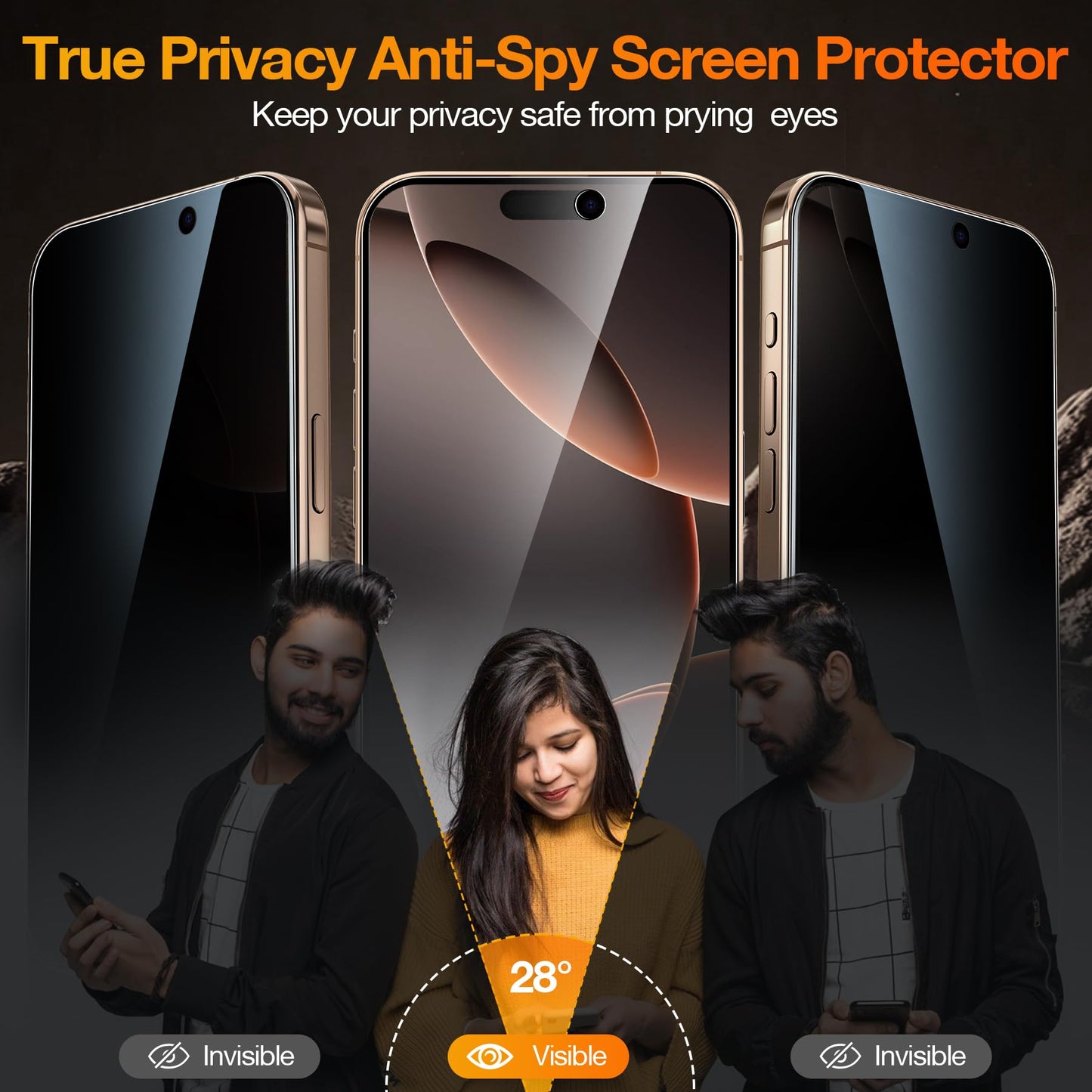 [2 Pack] Privacy Screen Protector for iPhone 11/XR, YMHML Tempered Glass Anti-Spy Bubble Free Case Friendly Easy Installation Film for iPhone 11/XR 6.1 Inch
