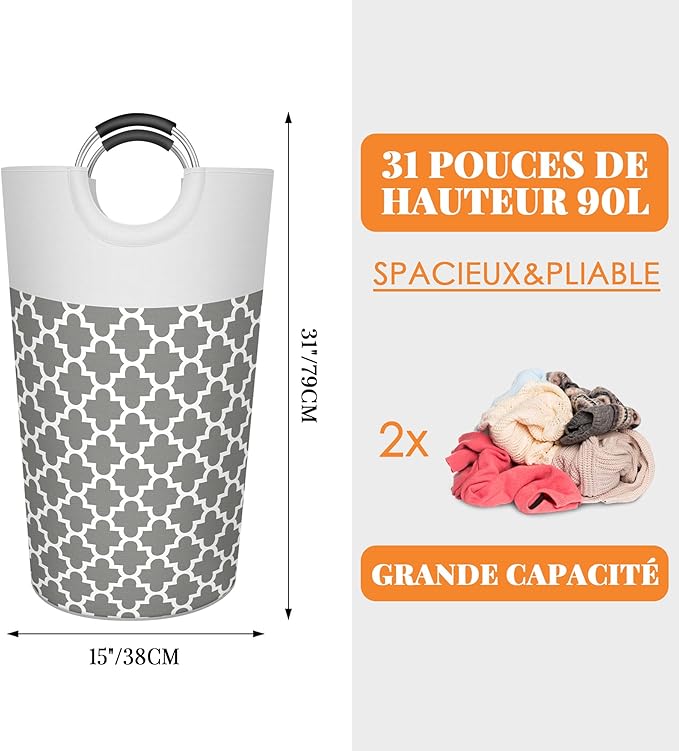 Caroeas 90L Light Laundry Basket, Waterproof Laundry Hamper, Laundry Bag