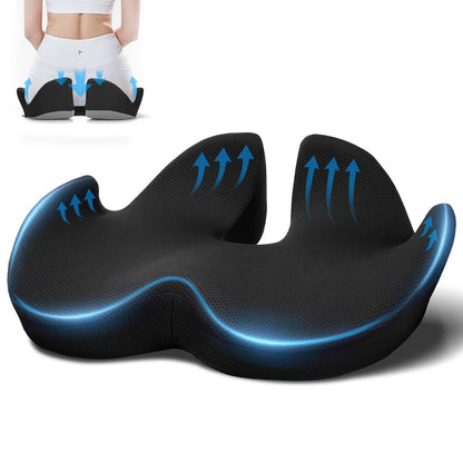 Ajteogy Memory foam Seat Cushion-Ergonomic Tailbone Support, Cushion Engineered for Long-Term Siting-Soft, Supportive, and Breathable