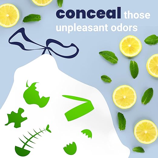 happimess 13.2 Gallon Drawstring Trash Bags, Lemon Scent, Heavy Duty MDPE Liners