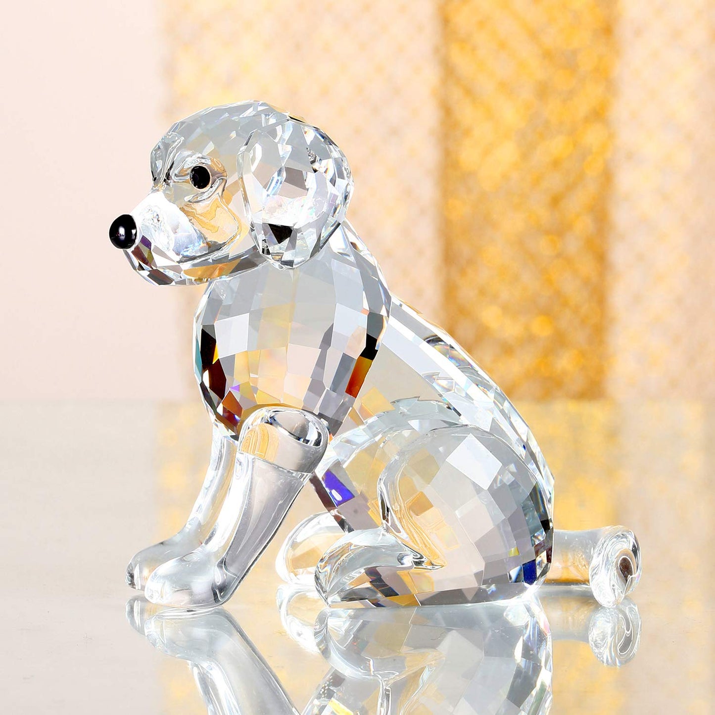 DOJOZ Crystal Labrador Dog Puppy Figurine Animals Lovely Craft Home Decor Ornaments Collectible Birthday Gifts (White)