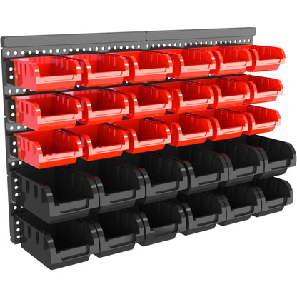SAMRELAX 30Pcs Wall Mount Storage Bins, Nuts and Bolts Organizer, Screw, Nails, Beads, Small Hardware Parts and Accessories Storage Rack Bins