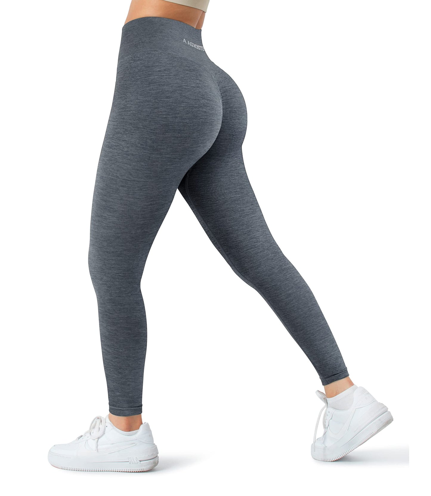 A AGROSTE Women Seamless Workout Leggings with Pockets Scrunch Butt Lifting Gym Leggings High Waisted Yoga Pants