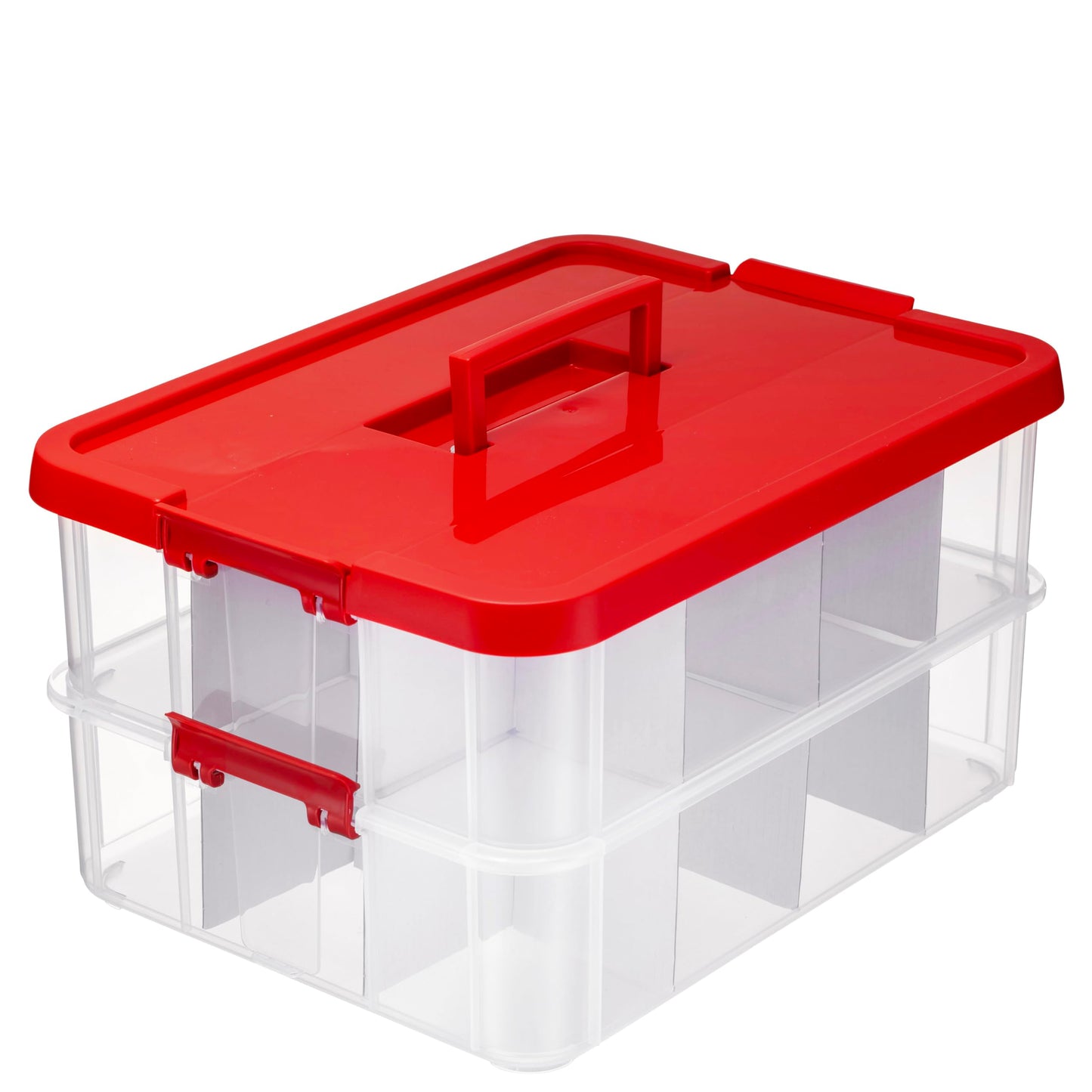 Tribello 2-Layer Christmas Ornament Storage Box Plastic - 24 Compartment Cchristmas Decoration Storage Box