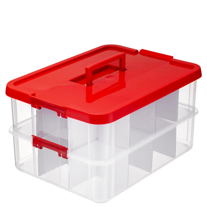 Tribello 2-Layer Christmas Ornament Storage Box Plastic - 24 Compartment Cchristmas Decoration Storage Box