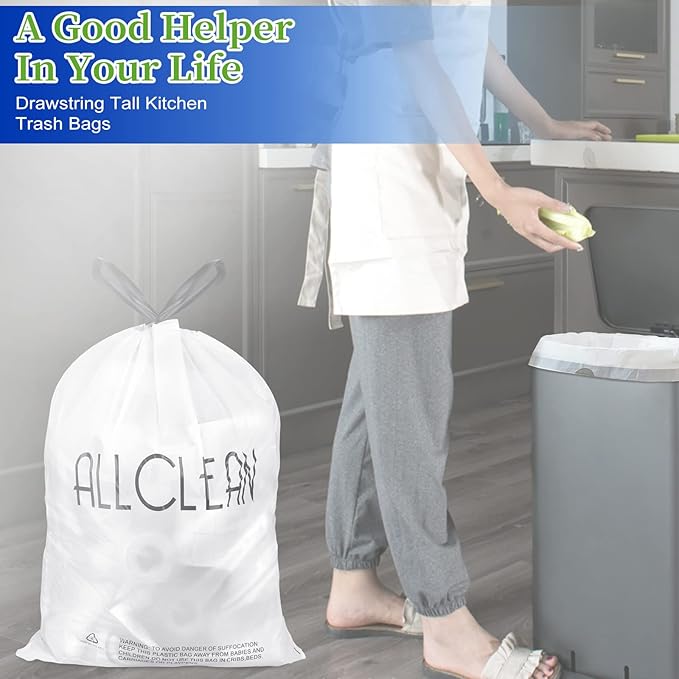 ALLCLEAN 10 Gallon Trash Bags, Ultra-Strong Unscented Heavy-Duty Medium