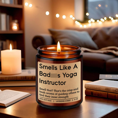 GSPY Scented Candle - Yoga Instructor Teacher Gifts, Yoga Gifts for Women, Men - Funny Meditation, Zen, Birthday, Mothers Day, Appreciation Ideas for Yogis, Yogic Lovers, Wellness Coach, Friend, Mom