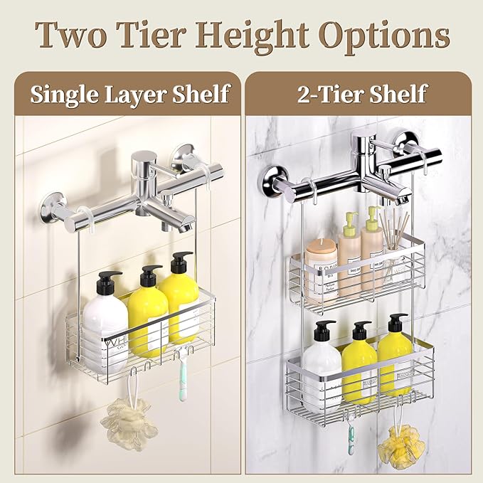 DELLAN Hanging Shower Organizer, 2-Tier Shower Rack