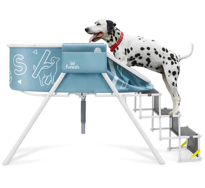 Steper Big Dog Bath Tub with Stairs Elevated Portable Foldable Wash Station with Steps for Bathing Shower and Grooming Indoor Outdoor for Medium to Large Size Dogs (Large 2022 Version)
