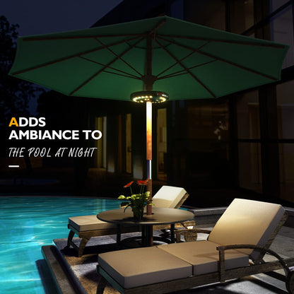 Garden Parasol Lights LED, Patio Umbrella Pole Light, USB Rechargeable Cordless Light for Patio Garden Pool Ornaments, Outdoor Lighting for Cantilever Banana Hanging Beach Parasol Umbrella, Warm