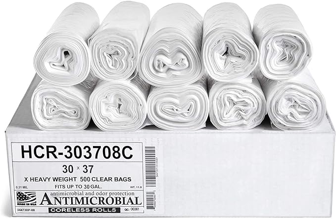 Aluf Plastics High Density Trash Bags, 30 Gallon, 8 Micron,